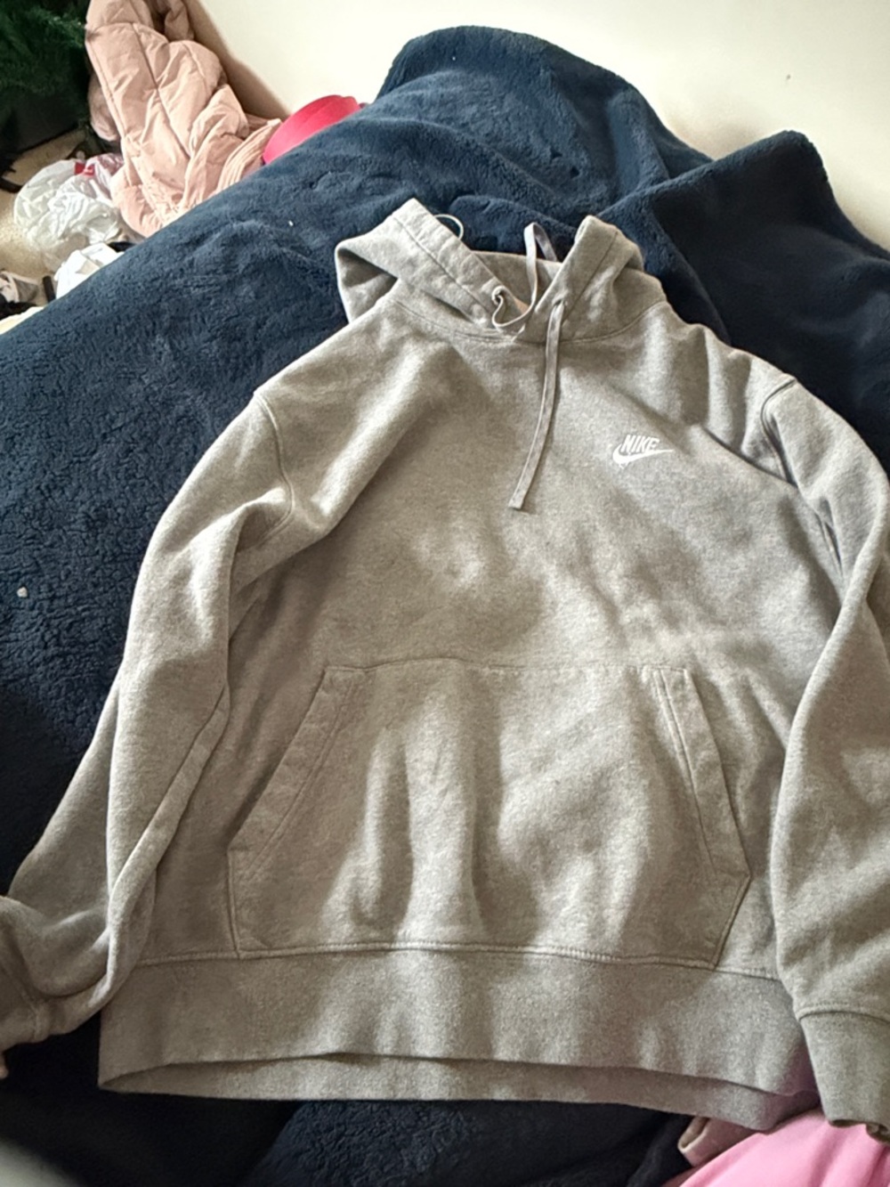 Nike Light Gray Pullover Hoodie with White Logo